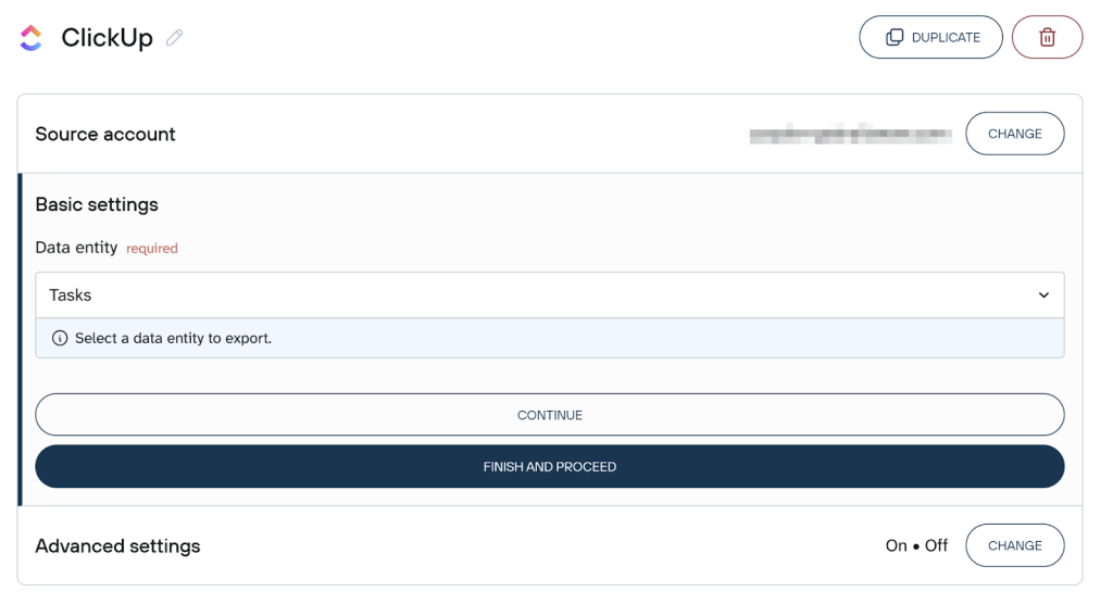 configuring clickup coupler automated export