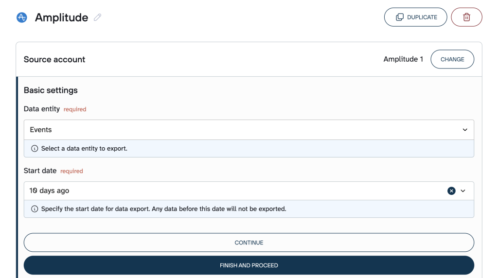 amplitude source setup