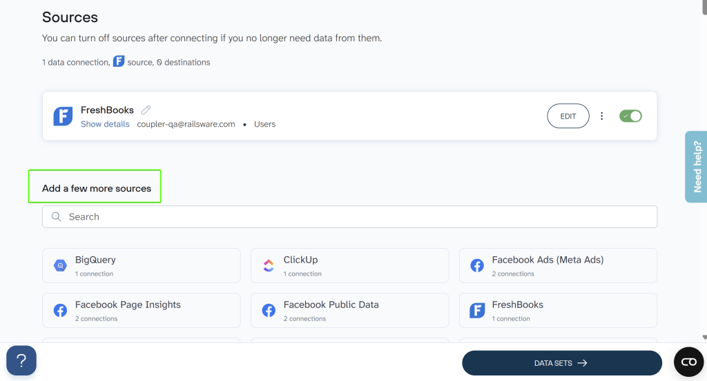 freshbooks export other sources