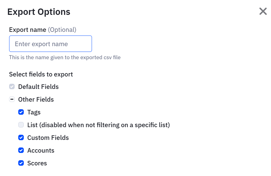 ActiveCampaign manual contact export options