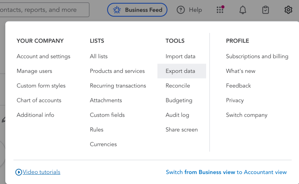 QB native export (gear icon )1