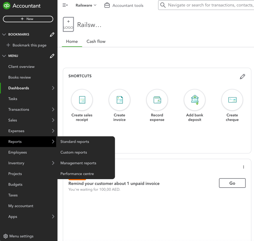 QB native export via Reports 1