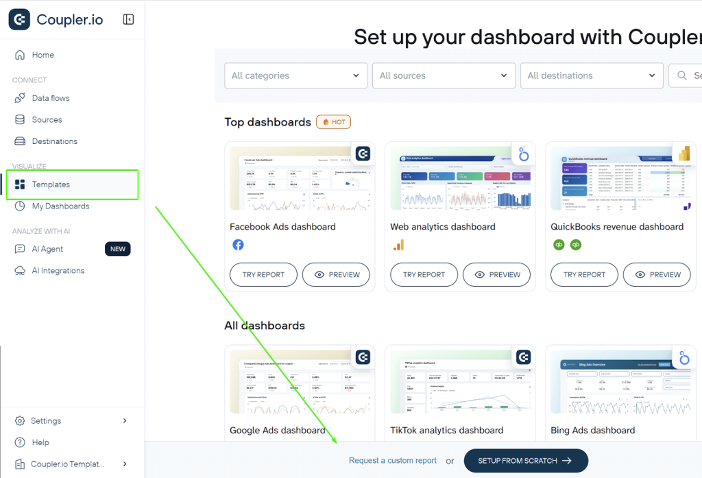 request custom template
