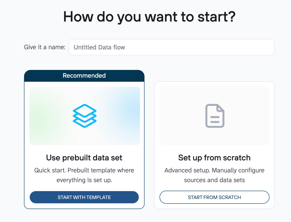 Pre built data set template
