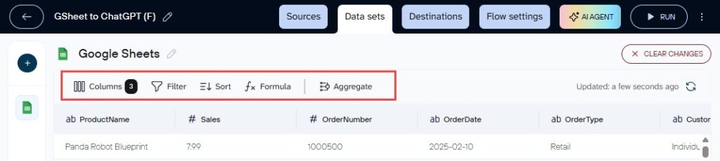 Applying data transformations