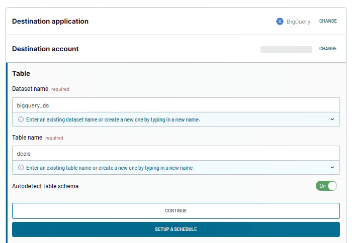 Coupler.io BigQuery data destination setup