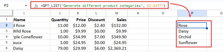 GPT for Sheets GPT functions