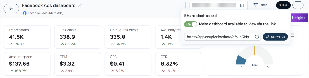 link sharing dashboard