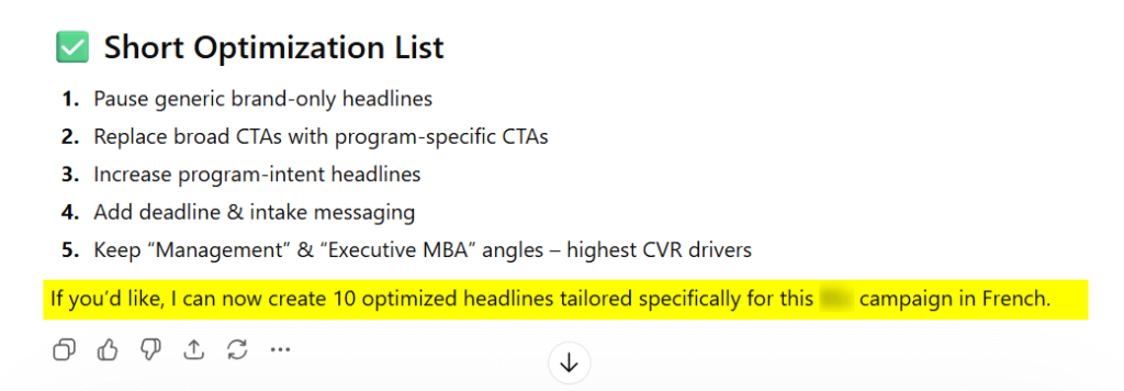 recommendation optimization list
