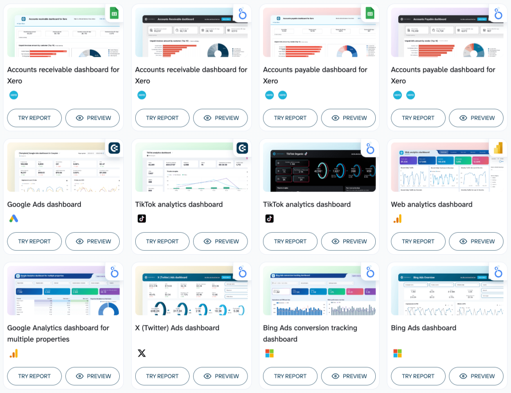 Coupler.io dashboard templates