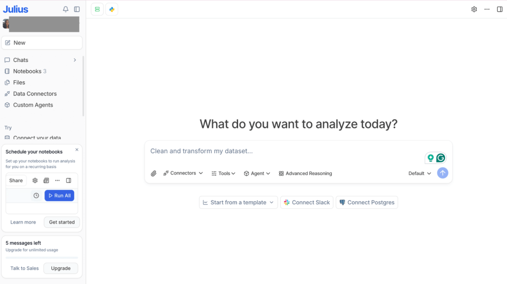 julius ai conversational analytics data tool