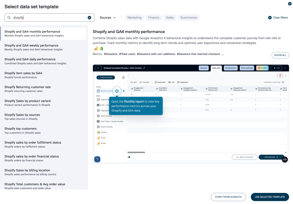 Pre built data sets (2)