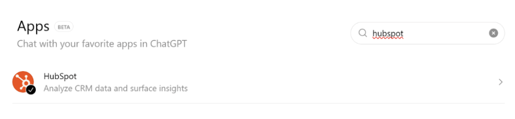 HubSpot app in ChatGPT