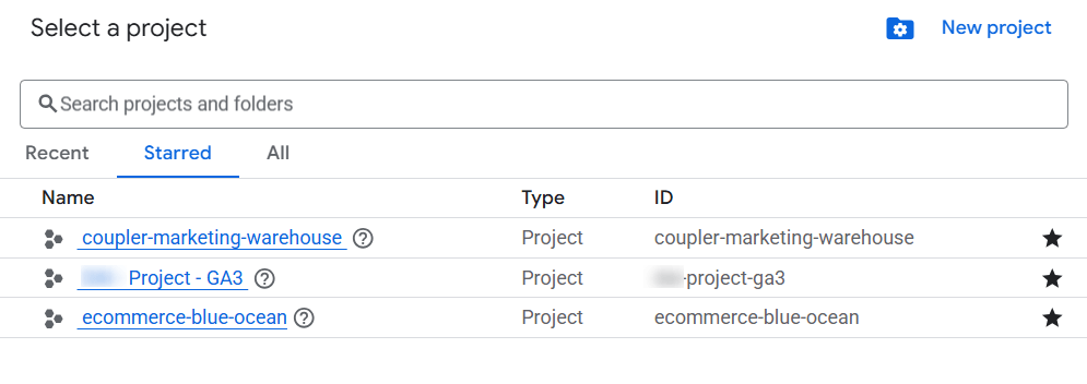 bigquery projects