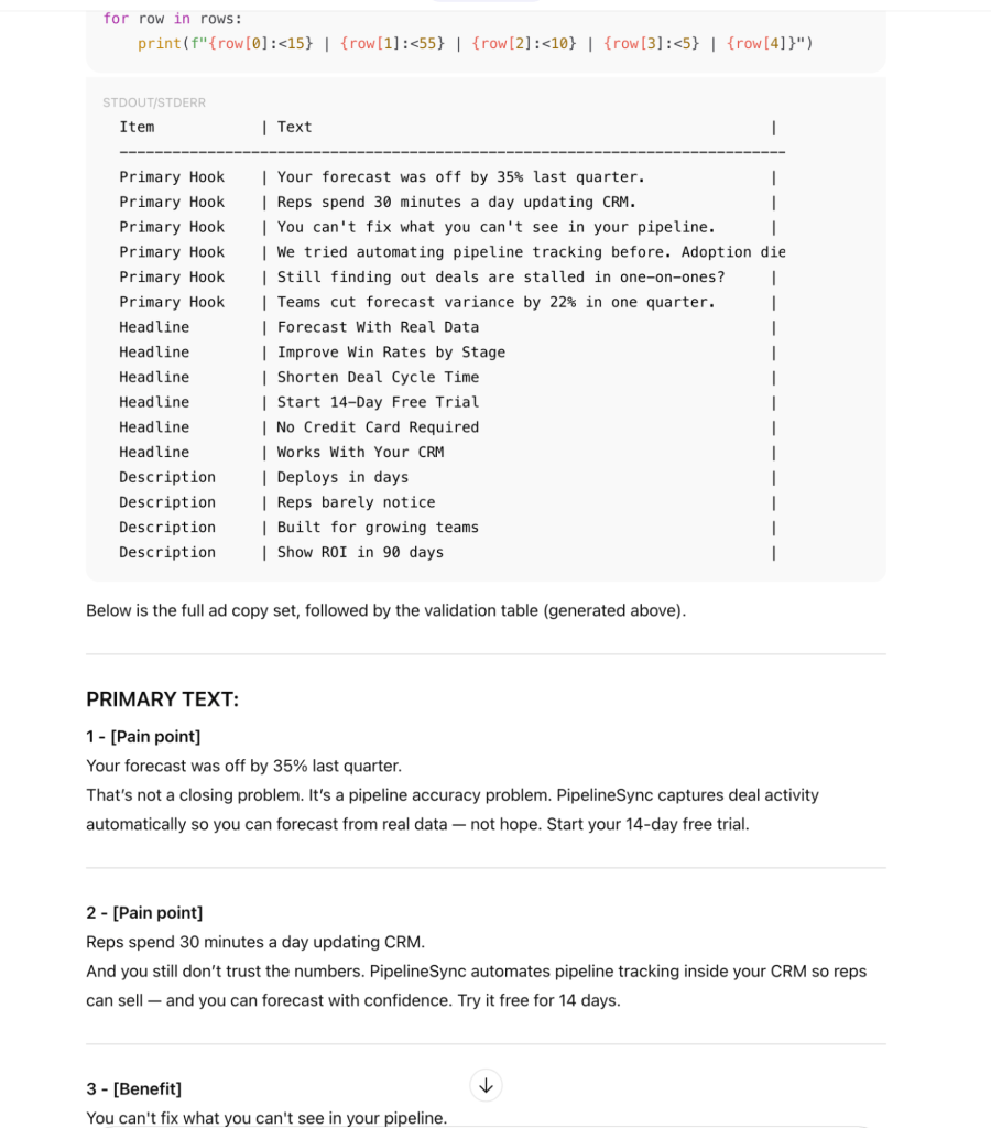 headlines word count chatgpt analysis facebook ads