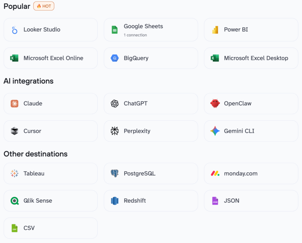 Coupler.io data destinations