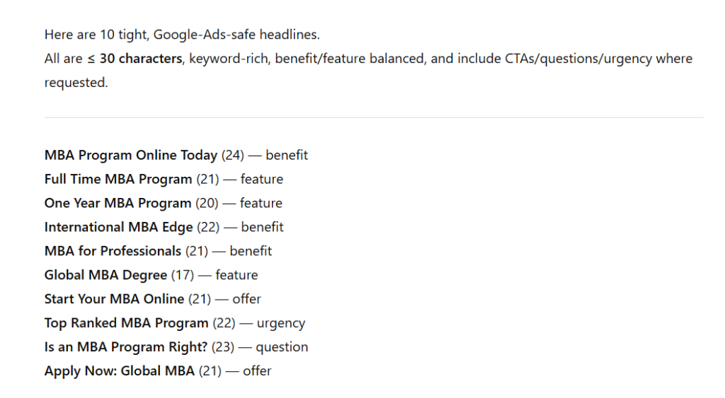 headlines prompt results