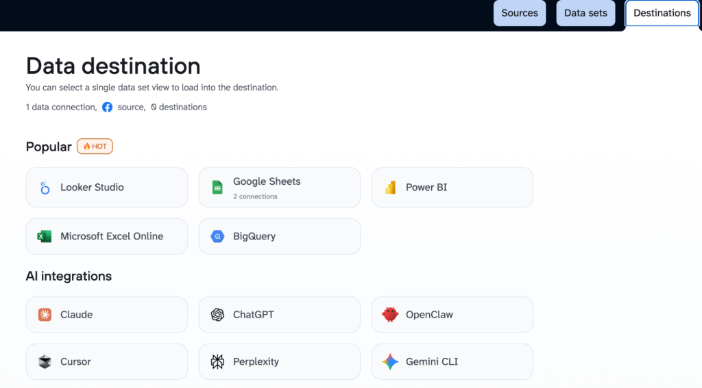 coupler importer facebook ads data destinations