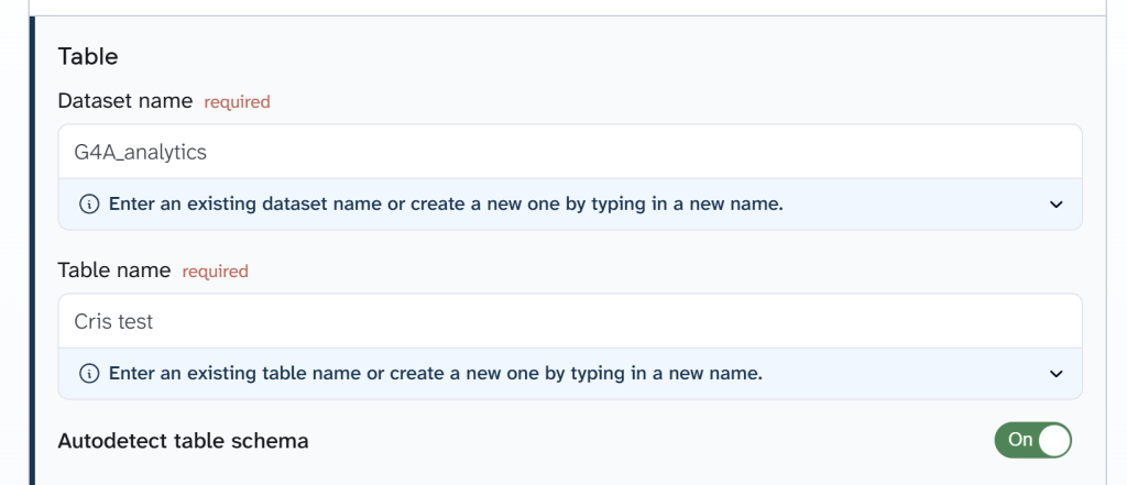 autodetect table schema