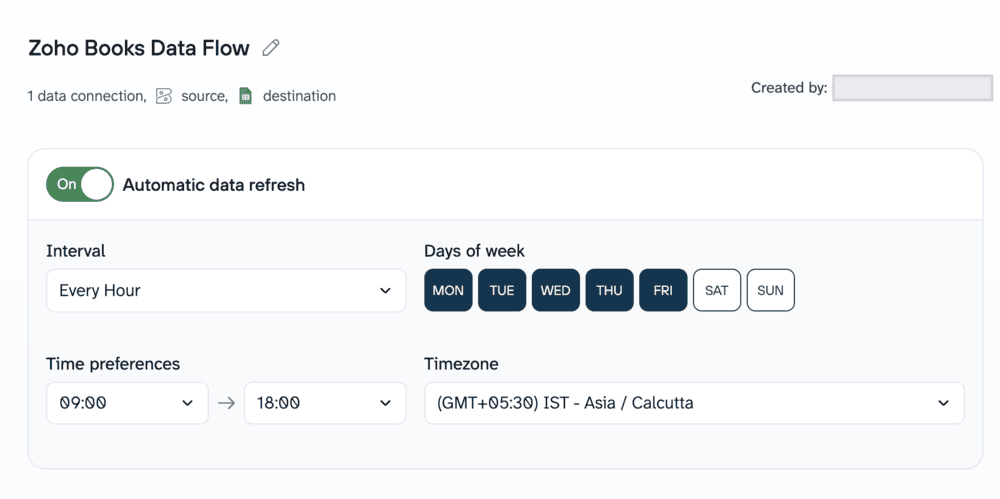 Automatic data refresh schedule in Coupler.io