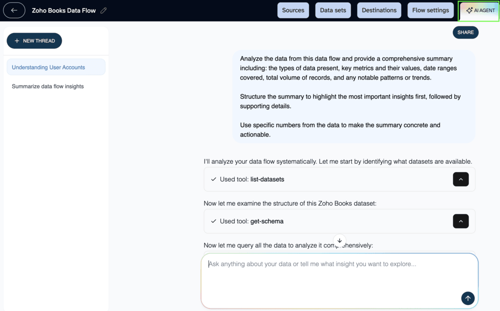 AI agent analyzing data in Coupler.io