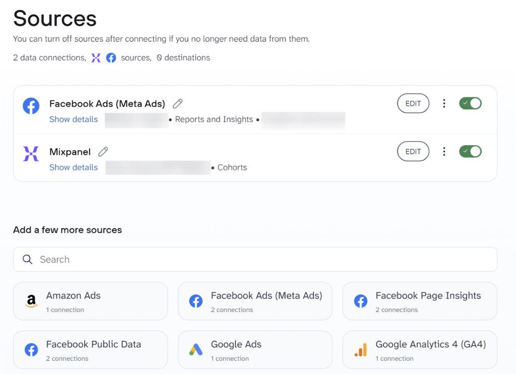 Mixpanel and Meta Ads connected with Coupler.io