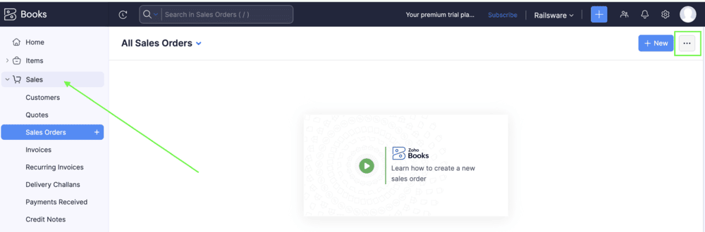 Sales module list view