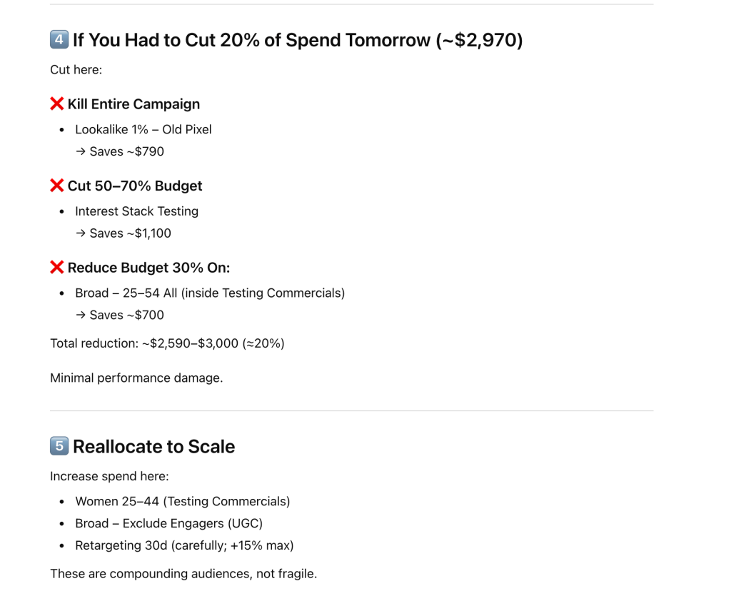 budget optimizations chatgpt analysis facebook ads