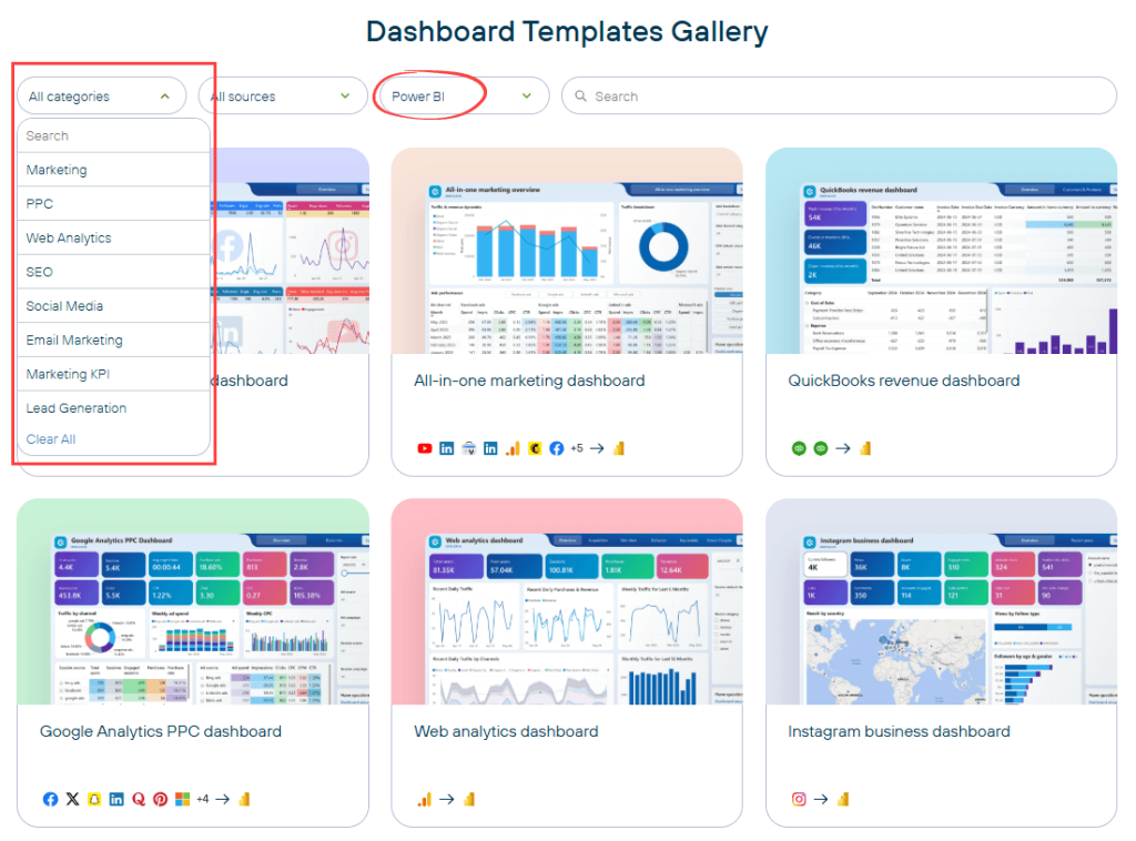 Dashboard templates