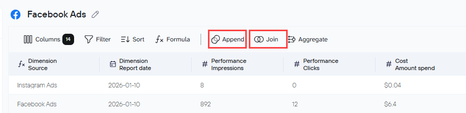 Append and Join features