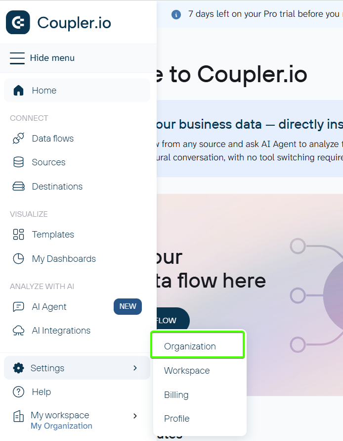 organization settings