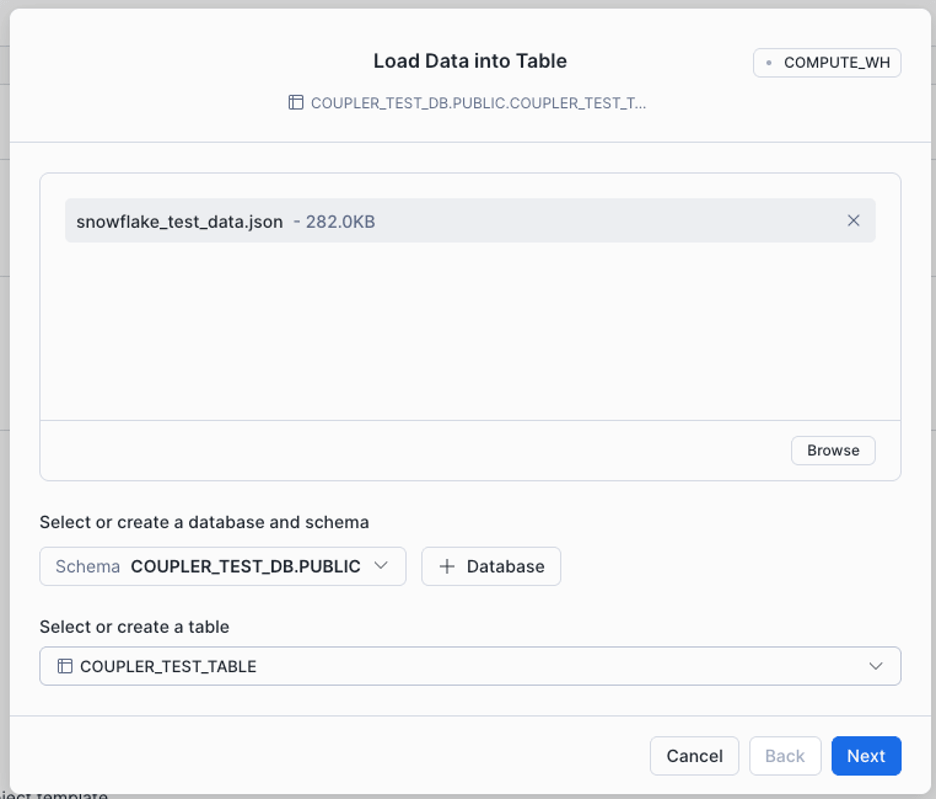 select or create database schema and table