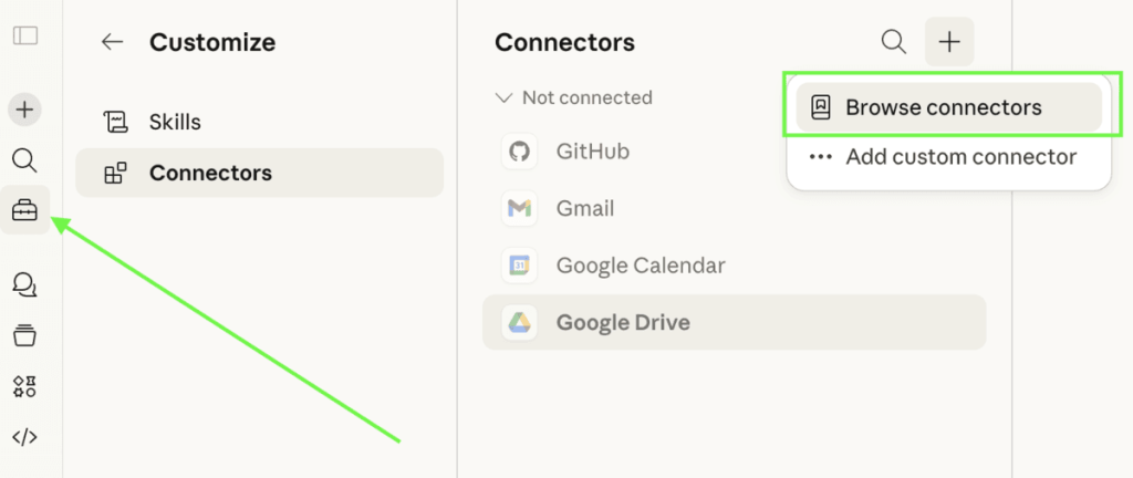 Claude connector customization screen