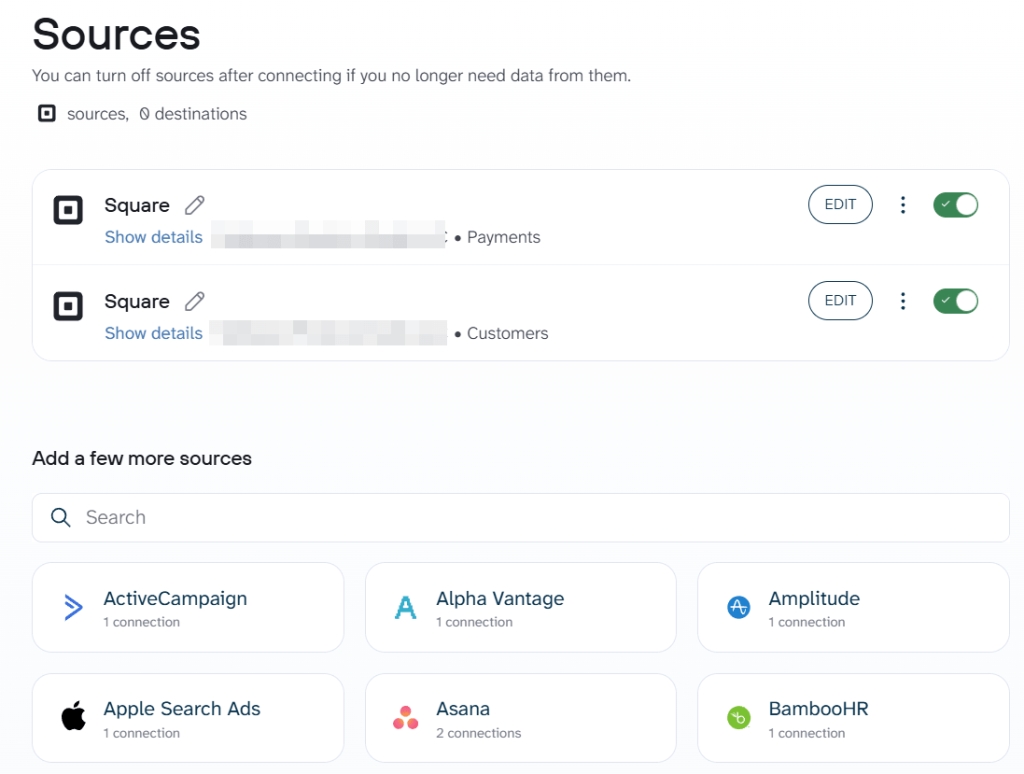 square source coupler multiple data entities