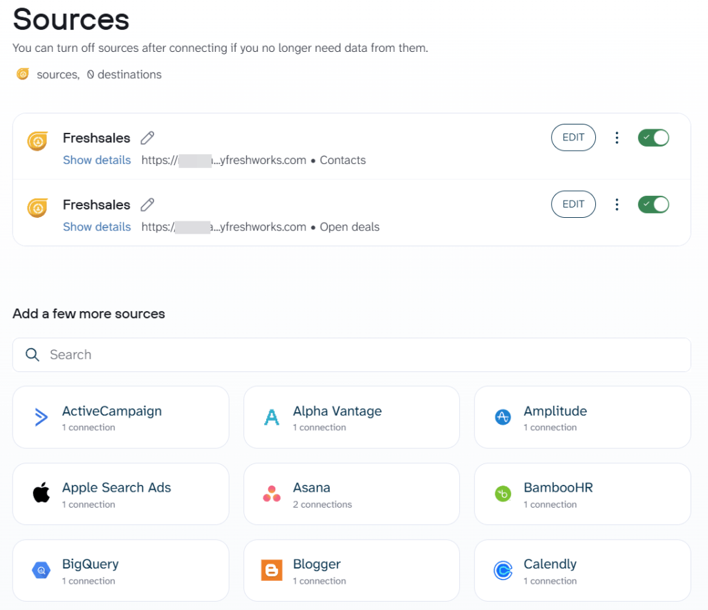 freshsales multiple sources