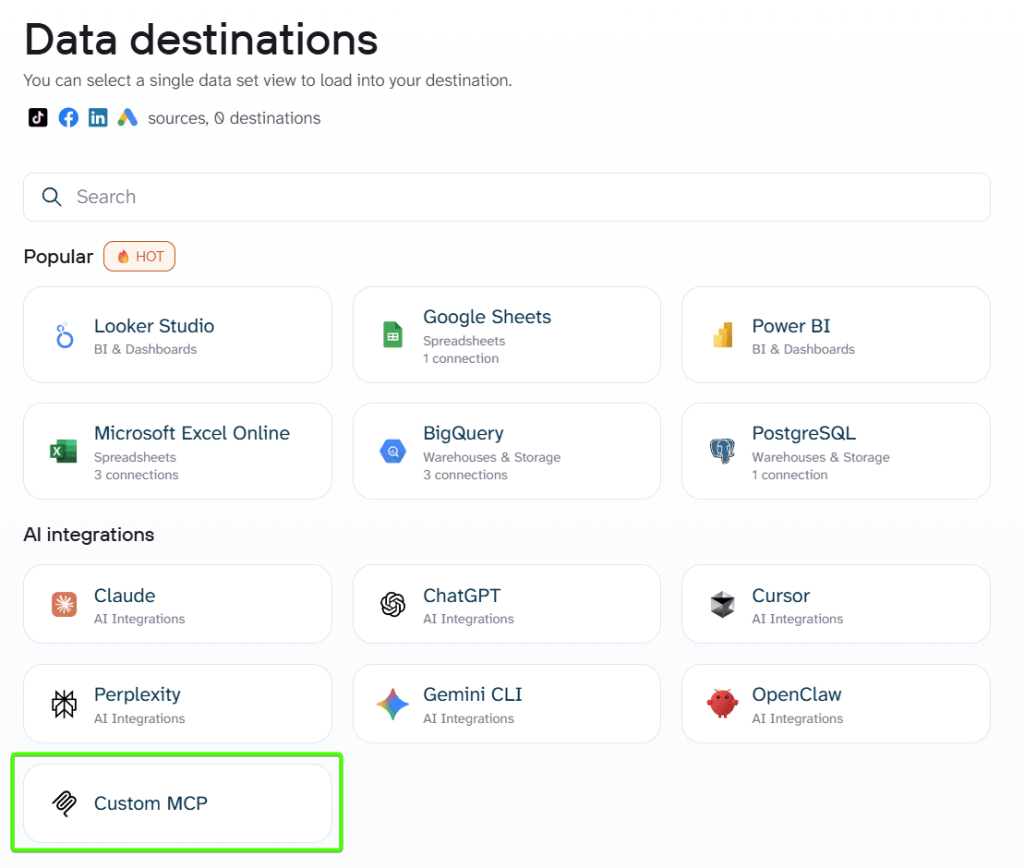 custom mcp destination
