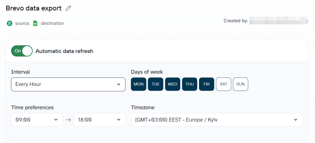 brevo data export schedule