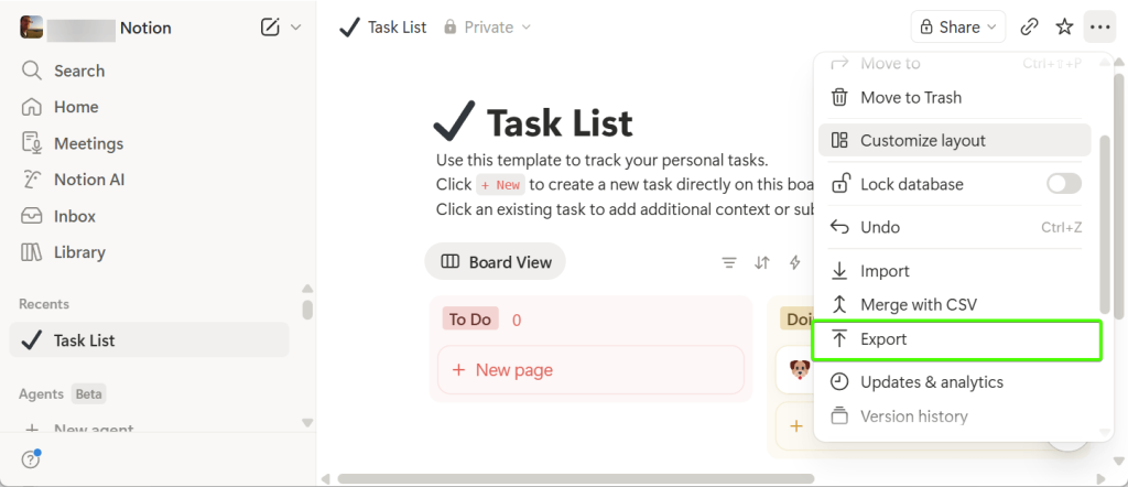 export notion manually