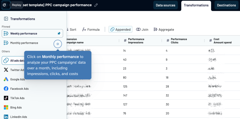 Coupler.io dataset template example