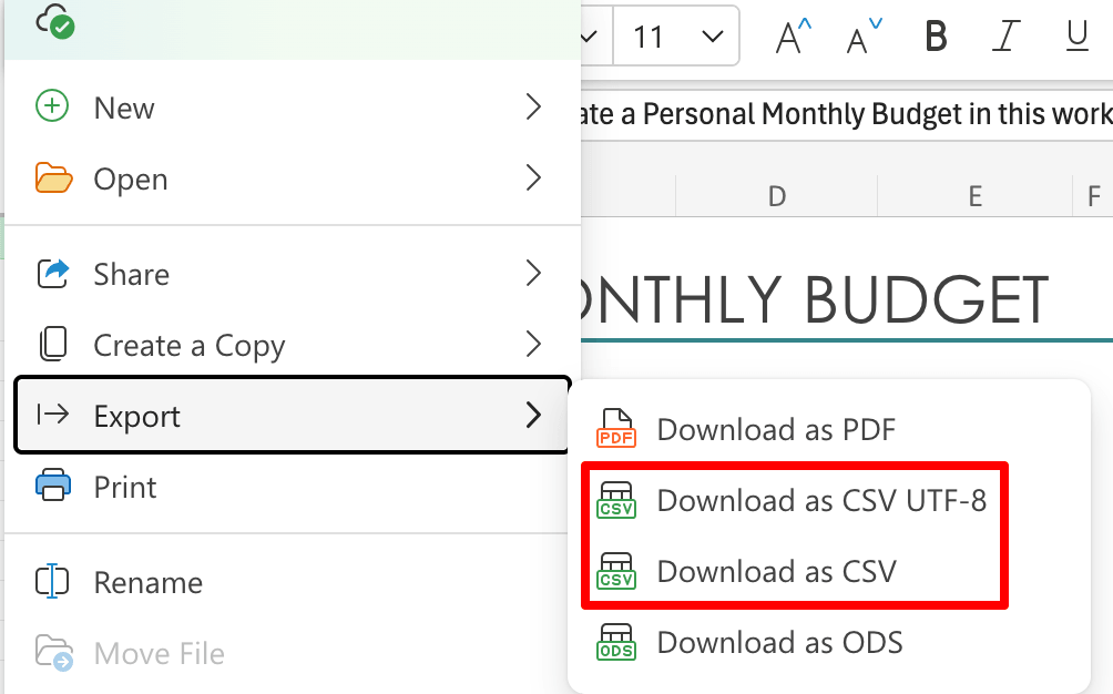 Manual export from your data sources