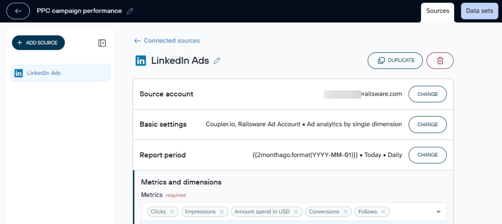 Configuring a data source in Coupler.io