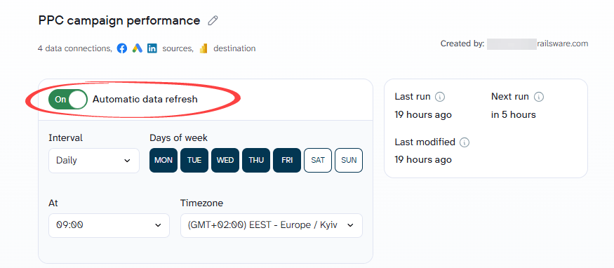 Setting up a refresh schedule