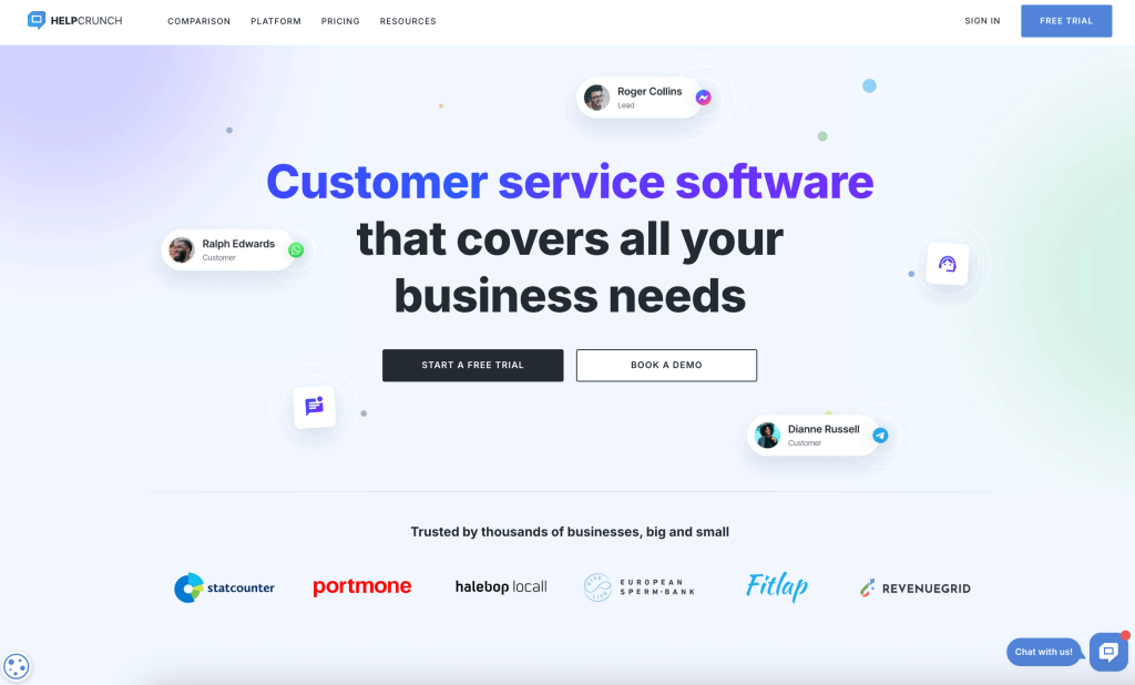 helpcrunch home page