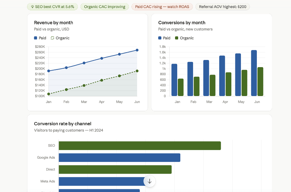 paid vs organic dashboard