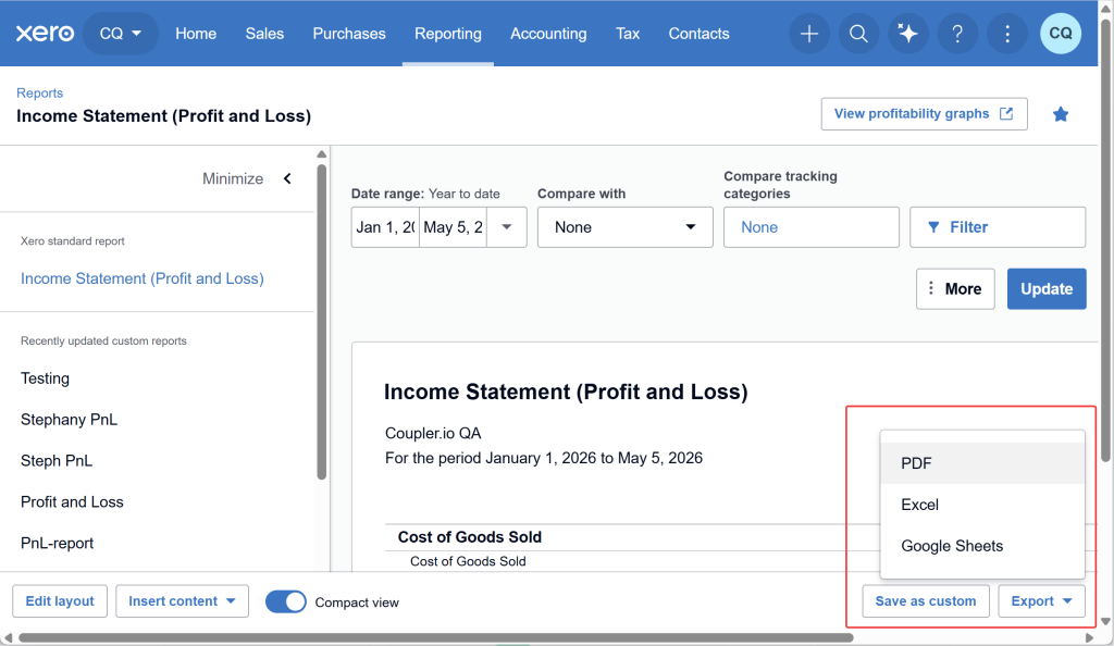 export xero
