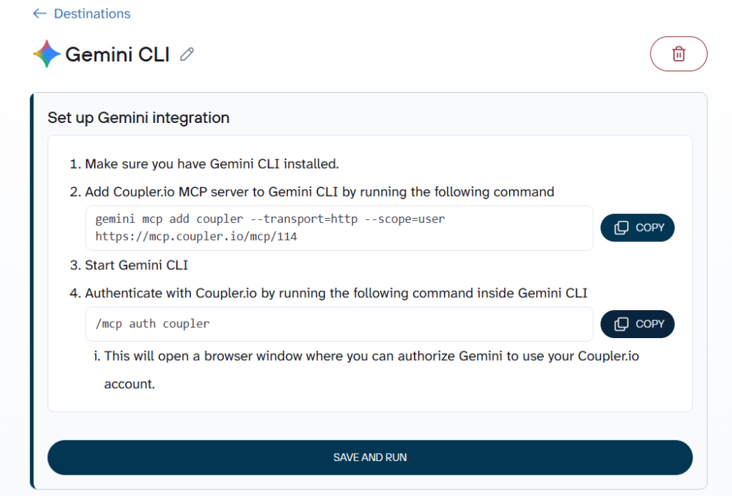 Data destination in Coupler.io