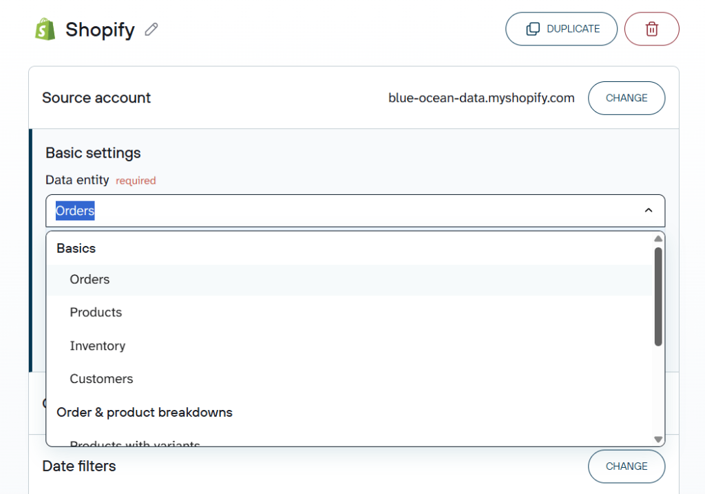 shopify data entity