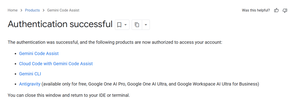 Authenticaton successful