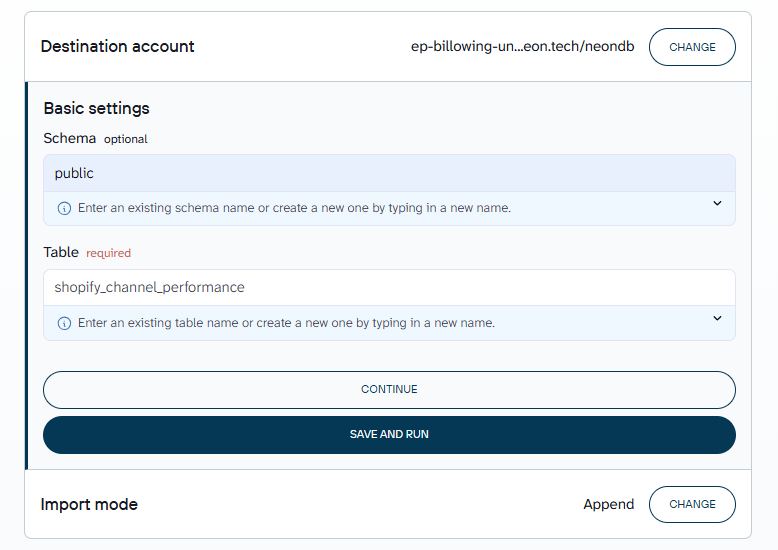 Destination settings in Coupler.io