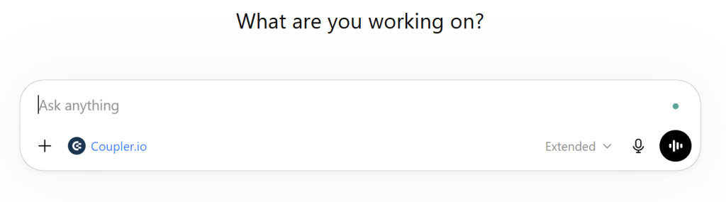 ChatGPT UI with Coupler.io connected